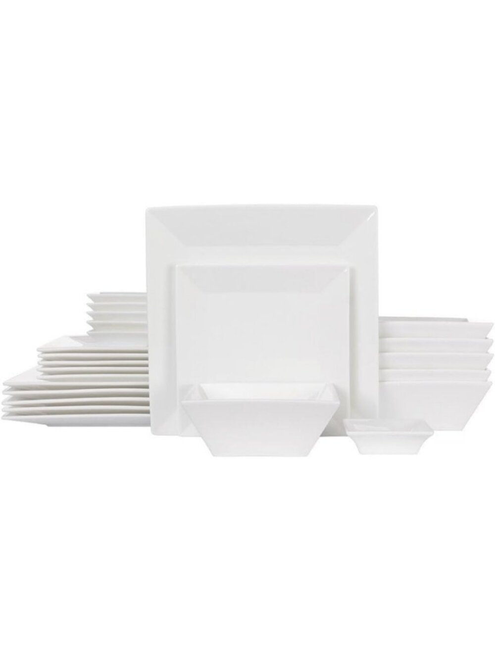 Elegant 24-Piece Off-White Square Dinnerware Set for 6 - Plates & Bowls